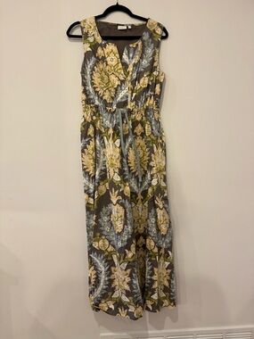 Spartina 449 Floral Maxi Dress in Olive, Yellow & Light Blue